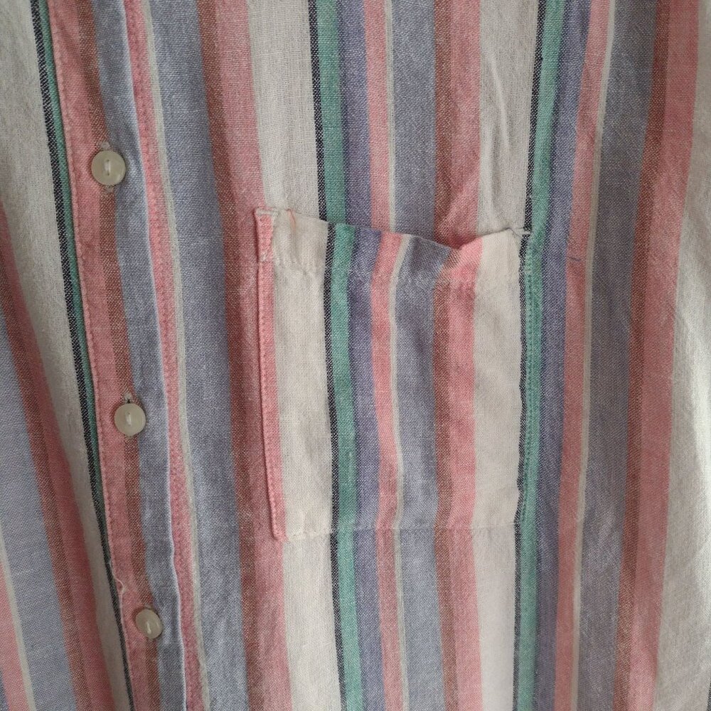 Orvis Womens Striped Button-Up Shirt M Pink Blue White Breathable Relaxed Top - Picture 3 of 9